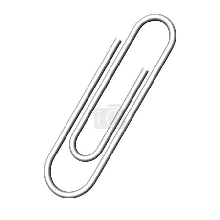 3d illustration. Single paper clip, isolated on white sheet of paper.