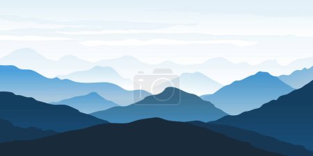 Ilustración de Tonos azules de montañas paisaje naturaleza fondo vector - Imagen libre de derechos