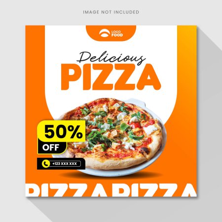 Ilustración de Pizza comida social media post plantilla - Imagen libre de derechos