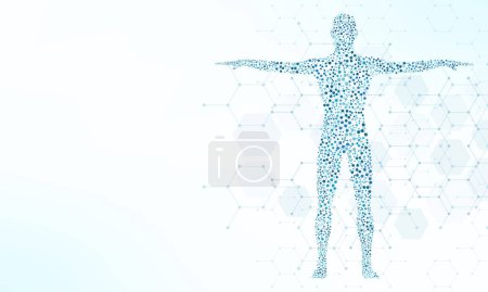 Photo for Illustration of the human body with structure molecules DNA. Concept and idea for medicine, healthcare medical, science, and technology. - Royalty Free Image