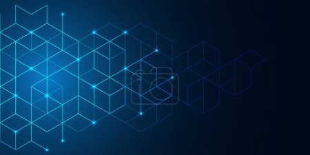 Abstrakter geometrischer Hintergrund mit isometrischen digitalen Blöcken. Blockchain-Konzept und moderne Technologie. Illustration