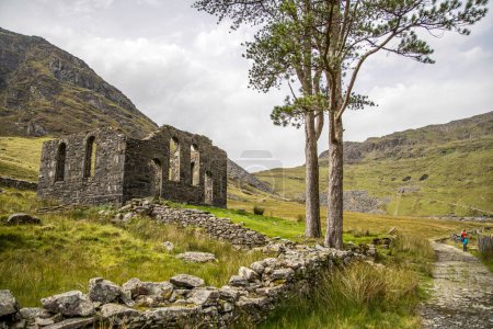 Ruiné la chapelle ou l'église galloise Rhosydd. Cwmorthin, Bleneau Ffestiniog, Snowdonia, Gwynedd, Pays de Galles du Nord.