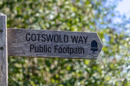 Cotswold Way Sign. A View of an Old Wooden Public Footpath Sign.