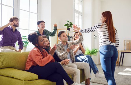 Friendly home party with games, laughter and acting. Join in the fun as friends come together for a lively celebration, acting and playing, recreation in the comfort of home.