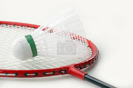Photo for Badminton rackets and shuttlecock isolated on white backgroun - Royalty Free Image