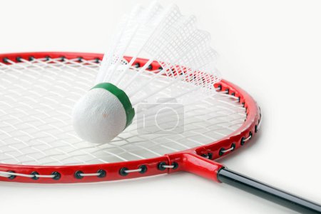 Photo for Badminton rackets and shuttlecock isolated on white backgroun - Royalty Free Image