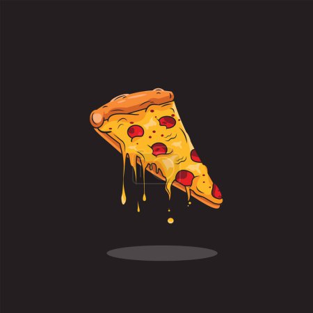 Vector illustration of slice yummy pizza poster banner foe fast food restaurant 