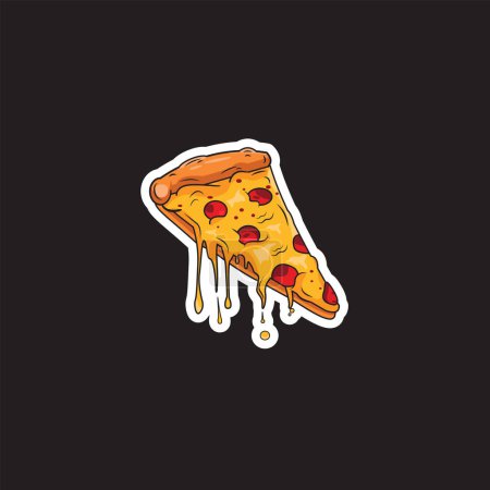 Illustration vectorielle de l'autocollant pizza en tranches