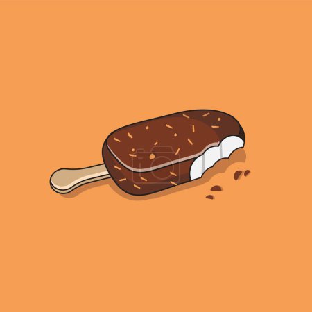 Vector illustration of bite ice cream chocolate nuts 