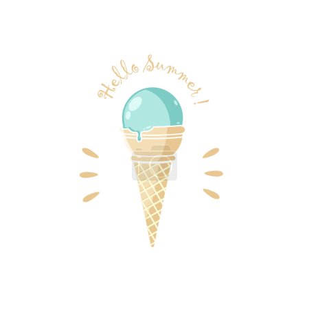 Vector illustration of ice cream poster hello summer