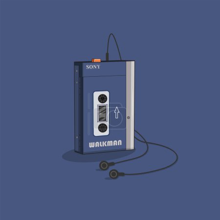 Illustration for Walkman vector illustration 90s music evolution - Royalty Free Image