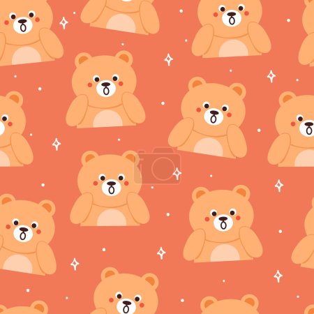Illustration for Seamless pattern cute happy bear. cute animal wallpaper for textile, gift wrap paper - Royalty Free Image