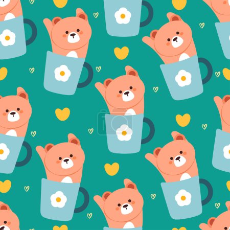 Ilustración de Patrón sin costuras lindo oso feliz. lindo fondo de pantalla animal para textiles, papel de regalo - Imagen libre de derechos