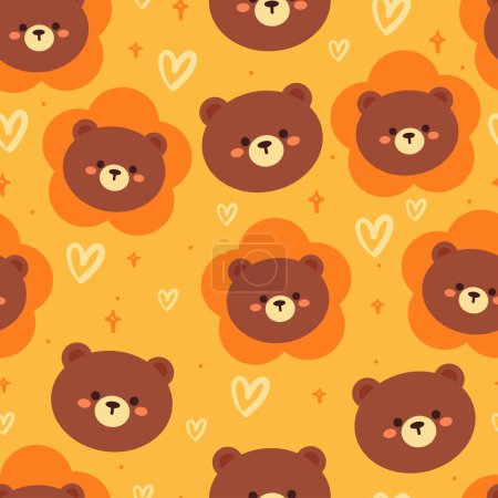 Photo for Seamless pattern cartoon bear and flower. cute animal wallpaper illustration for gift wrap paper - Royalty Free Image