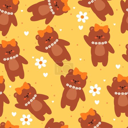 Ilustración de Sin costuras patrón de dibujos animados osos. ilustración de fondo de pantalla animal lindo para papel de regalo - Imagen libre de derechos