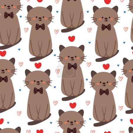 Illustration for Seamless pattern cartoon cat. cute animal wallpaper for textile, gift wrap paper - Royalty Free Image