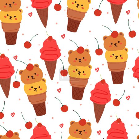 Illustration for Seamless pattern cartoon cat and cute dessert. cute animal wallpaper for textile, gift wrap paper - Royalty Free Image