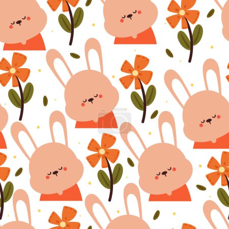 Ilustración de Conejito de dibujos animados patrón sin costuras. lindo fondo de pantalla animal para textiles, papel de regalo - Imagen libre de derechos