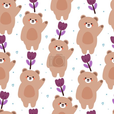 Ilustración de Sin costuras patrón de dibujos animados osos. ilustración de fondo de pantalla animal lindo para papel de regalo - Imagen libre de derechos