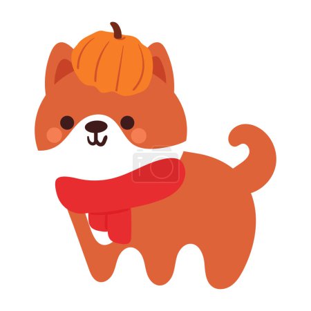 Illustration for Cute cartoon puppy with autumn vibes - Royalty Free Image