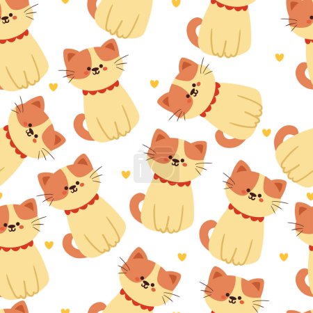 Illustration for Seamless pattern cartoon cat. cute animal wallpaper for textile, gift wrap paper - Royalty Free Image