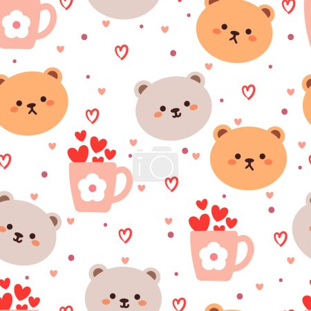 Illustration for Seamless pattern cartoon bears. cute animal wallpaper illustration for gift wrap paper - Royalty Free Image