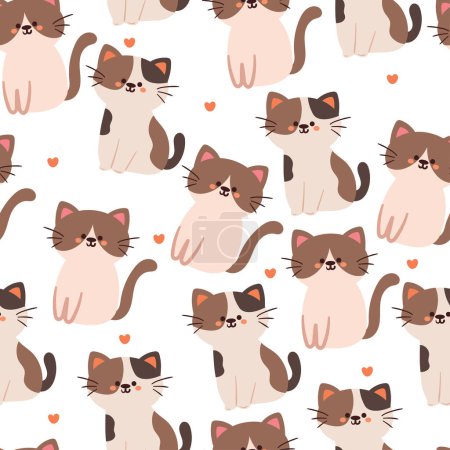 Ilustración de Patrón inconsútil gato de dibujos animados. lindo fondo de pantalla animal para textiles, papel de regalo - Imagen libre de derechos
