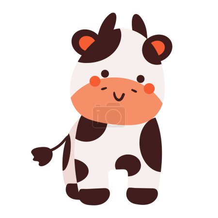 Ilustración de Dibujo a mano etiqueta de vaca de dibujos animados - Imagen libre de derechos