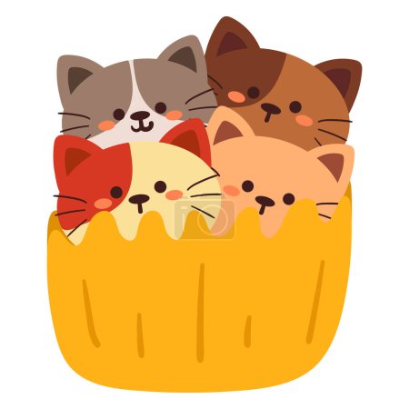 Photo for Cute cartoon cats inside basket - Royalty Free Image