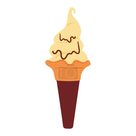 Téléchargez les illustrations : Dessin à la main dessin animé crème glacée vanille. sticker dessert mignon - en licence libre de droit