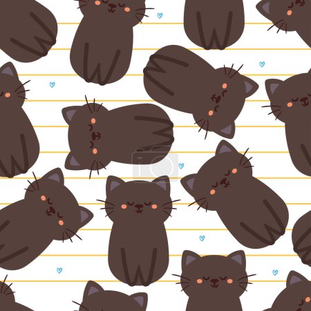 Illustration for Seamless pattern cartoon cats. cute animal wallpaper illustration for gift wrap paper - Royalty Free Image