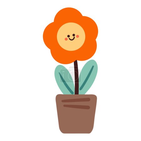 Illustration for Cute cartoon flower icon with smile face - Royalty Free Image