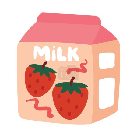 Téléchargez les illustrations : Dessin à la main lait de dessin animé. autocollant carton boisson - en licence libre de droit