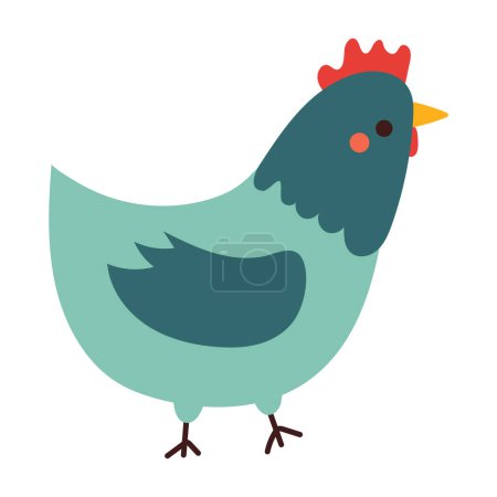 Téléchargez les illustrations : Dessin à la main poulet dessin animé. autocollant animal mignon - en licence libre de droit
