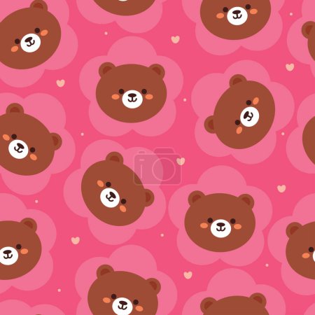Photo for Seamless pattern cartoon bear. cute animal wallpaper with flower illustration for gift wrap paper, winter wallpaper - Royalty Free Image