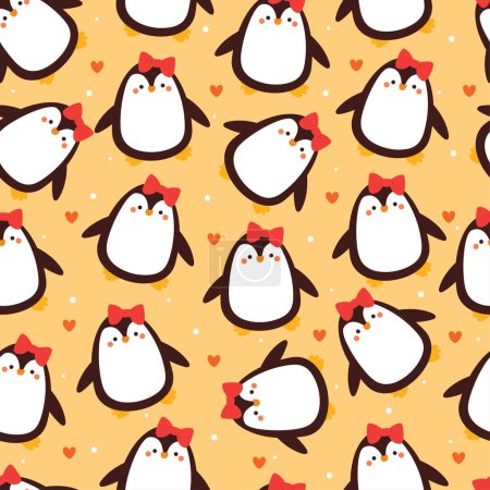 Illustration for Seamless pattern cartoon penguin. cute illustration design. animal pattern for gift wrap paper - Royalty Free Image