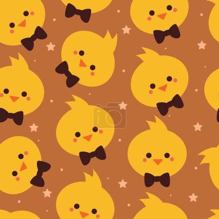 Illustration for Seamless pattern cartoon chick. cute animal wallpaper for textile, gift wrap paper - Royalty Free Image