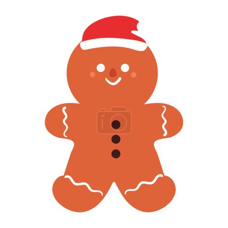 Illustration for Hand drawing holiday gingerbread man cookie. Happy new year decoration. Merry Christmas holiday. Vector illustration in flat style - Royalty Free Image