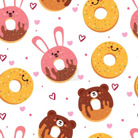 Illustration for Seamless pattern cartoon cute dessert character. cute food wallpaper for textile, gift wrap paper - Royalty Free Image