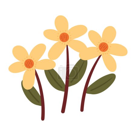 Ilustración de Linda mano dibujo de dibujos animados flor y hojas. planta linda garabato - Imagen libre de derechos