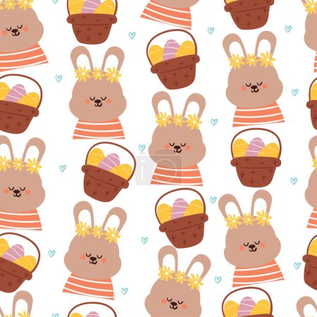 seamless pattern cartoon bunny with egg. cute animal pattern for easter wallpaper, background