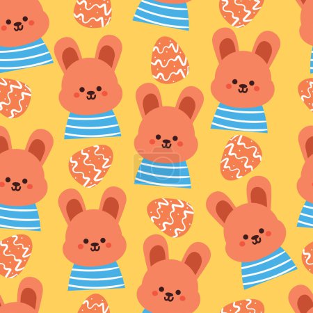 Illustration for Seamless pattern cartoon bunny with egg. cute animal pattern for easter wallpaper, background - Royalty Free Image