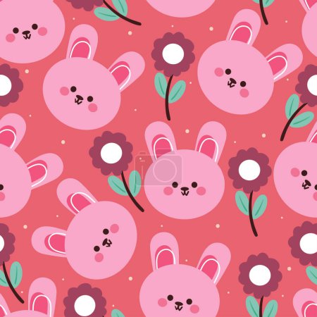 Illustration for Seamless pattern cartoon bunny and flower. cute animal wallpaper for textile, gift wrap paper - Royalty Free Image