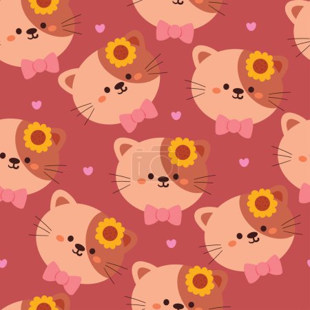 Ilustración de Patrón inconsútil de dibujos animados gatos. ilustración de fondo de pantalla animal lindo para papel de regalo - Imagen libre de derechos