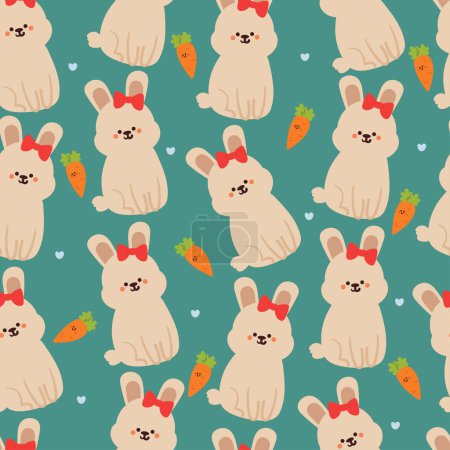 seamless pattern cartoon bunny and carrot. cute animal wallpaper for textile, gift wrap paper
