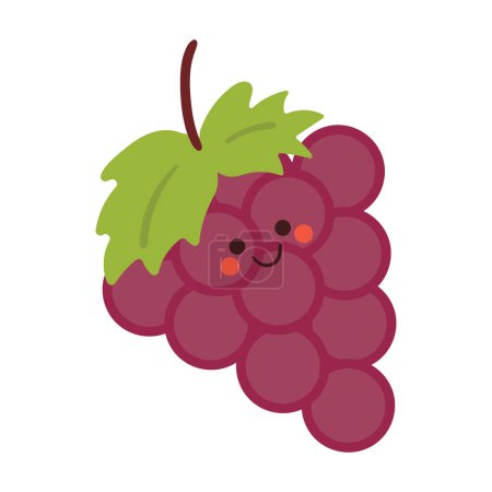 Illustration for Cute hand drawing cartoon grape fruit. cute drawing for icon, sticker - Royalty Free Image