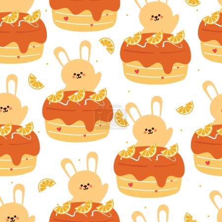 Illustration for Seamless pattern cartoon bunny and cute dessert. cute animal wallpaper for textile, gift wrap paper - Royalty Free Image
