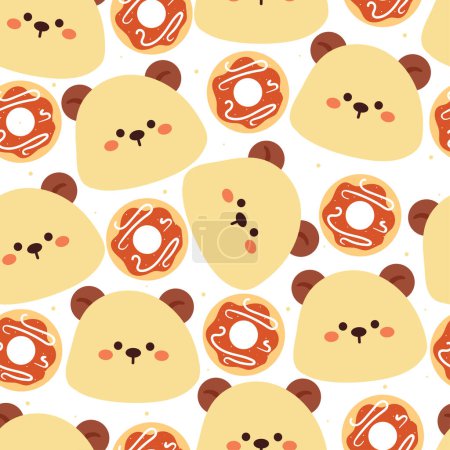 Illustration for Seamless pattern cartoon bear with dessert. cute animal wallpaper illustration for gift wrap paper - Royalty Free Image