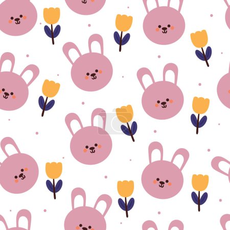 motif sans couture dessin animé lapin et fleur. papier peint animal mignon pour textile, papier d'emballage cadeau