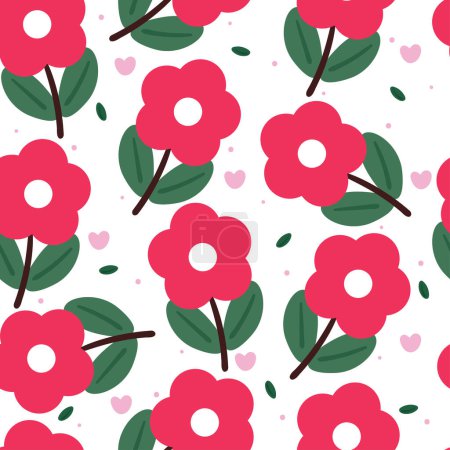 seamless pattern cartoon flower and leaves. cute plant wallpaper for textile, gift wrap paper